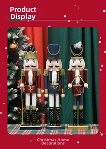 Three traditional 50cm wooden Nutcrackers featuring King, Soldier and Drummer figures