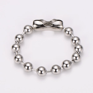 Detailed close-up of 10mm silver stainless steel ball chain with secure metal lobster clasp