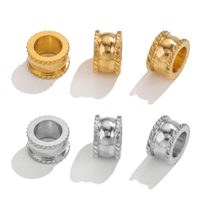 Polished stainless steel cylinder beads in gold and silver finish for jewelry making