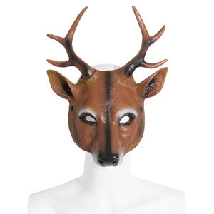 Realistic Deer Mask With Antlers Reindeer Costume PU Foam For Halloween Christmas Masquerade Cosplay Party Adult