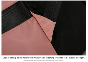 Close-up of reinforced stitching on waterproof nylon travel bag for extra durability