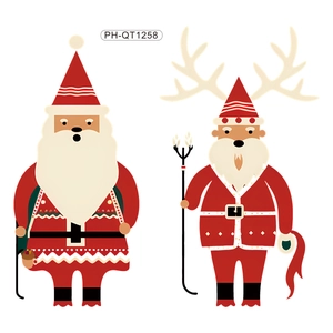 Christmas Santa and reindeer PVC wall stickers PH-QT1258 for festive room decoration