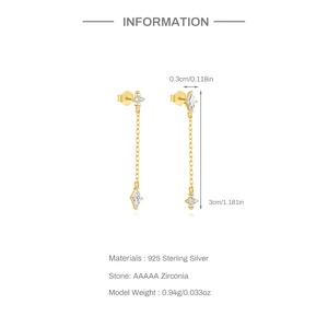 Macro detail of S925 sterling silver earrings with AAAAA zirconia and hallmark stamp