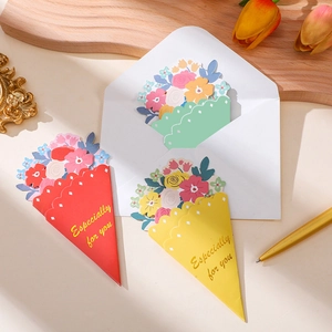 Tarjetas de felicitación ramo 3D con sobres para el Día del Padre y diseño floral