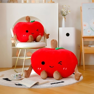 Cute Cartoon Apple Plush Toy Soft Fruit Doll Pillow Red Comfortable Cushion Home Decor For Kids Girls Gift