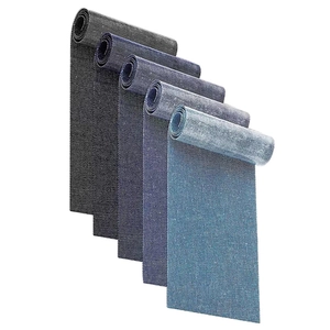 Denim fabric iron-on patches in six gradient blue shades for DIY clothing repair