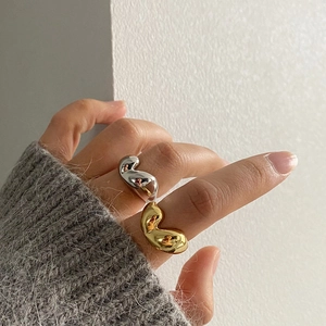 Irregular Heart Open Ring Brass 18K Gold Plated Minimalist Adjustable Finger Jewelry For Women Chic Fashion