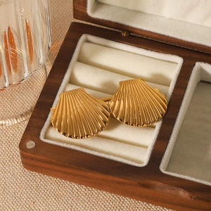 Barrettes à cheveux élégantes en forme de coquillage en acier inoxydable doré 18 carats