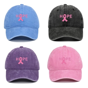 Baseballkappe Gewaschene Baumwolle Hope Pink Ribbon Stickerei Brustkrebs Bewusstsein Vintage Dad Hat Outdoor Verstellbar