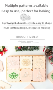 Detailansicht von Weihnachts-Fondantformen mit festlichen Baum- und Kranzmotiven für Kekse