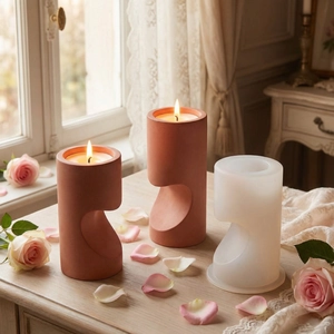 Silicone mold for heart shaped candle holders featuring modern hollow geometric designs