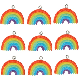 Set of 9 glitter rainbow resin pendants for DIY jewelry making earrings and necklaces