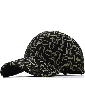 Baseball Cap Cotton Retro Monogram Print Adjustable Sun Hat Vintage Korean Streetwear For Men Women