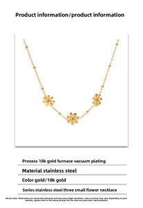 Détail du collier marguerite en acier inoxydable plaqué or 18 carats sous vide