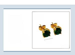 Detailed specs of 18k gold plated stainless steel 7mm green zircon stud earrings