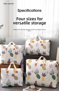 Detailed set of four pineapple print storage bags in various sizes with durable handles
