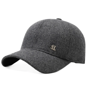 Casquette de baseball d'hiver gris foncé pour hommes avec protection des oreilles