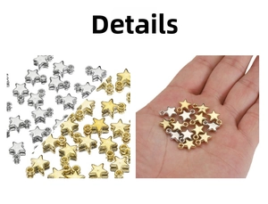 Detail of gold and silver star pendants with top loops for DIY jewelry making