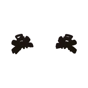 Pair of elegant black velvet bow hair clips for women with a vintage matte finish