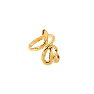 Chic 18K gold plated stainless steel snake shaped open ring with a polished metallic finish