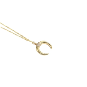 Elegant gold crescent moon necklace for women with sparkling pave-set cubic zirconia accents