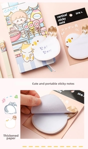 Detail of cute bird-shaped sticky notes with thick paper and 30 sheets per pack