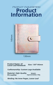 A7 pink PU leather cash budget binder with size dimensions and metal fastener