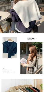 Detail showing various solid colors of elegant knit shawls for outdoor matching style