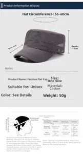 Detailed size chart for breathable mesh sun cap showing 56-60cm adjustable head circumference