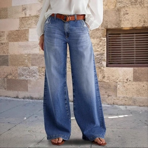 Jean Denim Rétro À Taille Haute Et Jambe Large Pour Femmes Broderie Étoile Patchwork Pantalon Droit Décontracté