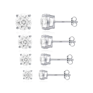 Ensemble de boucles d'oreilles en argent S925 avec moissanite ronde à quatre griffes