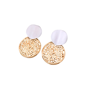 Orecchini tondi cavi placcati in oro 18 carati con perni in argento e design bicolore elegante