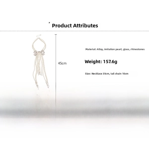 Détails du collier nœud avec perles en verre et strass et spécifications produit