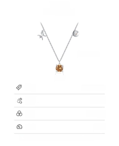 925 sterling silver necklace with 8mm brown stone pendant and 45cm adjustable chain