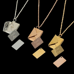 Creative Envelope Pendant Necklace Love You Engraved Titanium Steel Jewelry Gift For Couple Women Men Secret Message Necklace