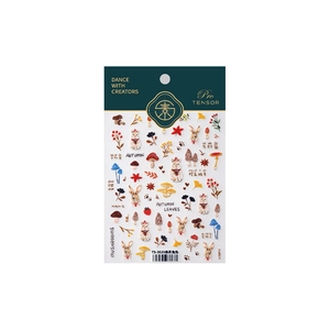 5D ultra-thin matte rabbit and mushroom nail stickers with autumn forest theme stickers