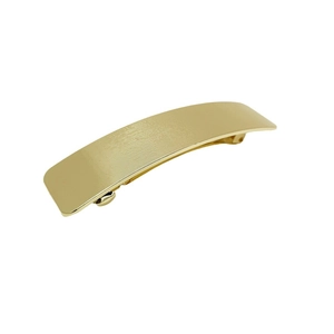 Minimalist gold brushed metal spring hair clip with irregular rectangular punk style design