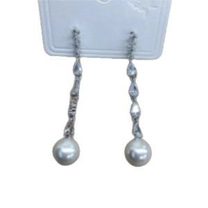 Elegant silver tassel earrings with zircon water drop details and round white pearls
