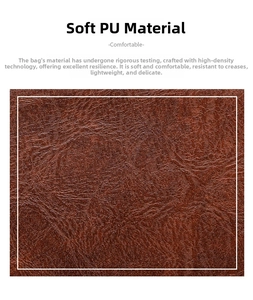 Detail of high-density brown PU leather fabric with vintage lychee texture and wrinkle resistance