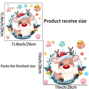 Size guide for Christmas reindeer toilet sticker showing product and finished dimensions