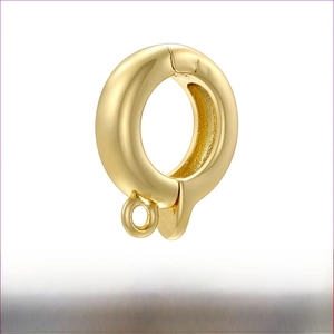 Detail of 11mm by 14mm 18K gold plated brass oval spring clasp for jewelry chains