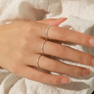 Minimalist s999 sterling silver thin stackable ring set for women on hand