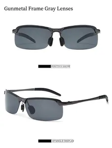 Front and 45-degree angle view of gunmetal gray photochromic polarized sunglasses