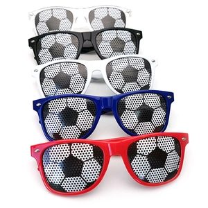 Soccer party sunglasses with flag patterns in five assorted frame colors for fans