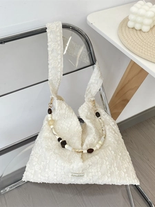 Sac gilet en jacquard avec fleurs 3D et bandoulière perlée, sac à bandoulière chic