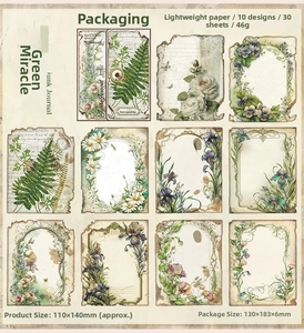 Macro detail of vintage floral botanical collage papers for scrapbooking and journaling