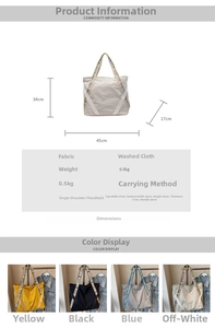 Tableau des tailles détaillé et spécifications du matériau pour le grand sac fourre-tout