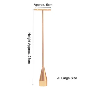 Macro view of a matte gold metal T-bar jewelry stand with dimensions 6cm by 28cm