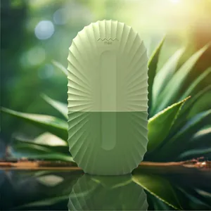 Close-up of light green ice face roller with vertical textures and max water level indicator