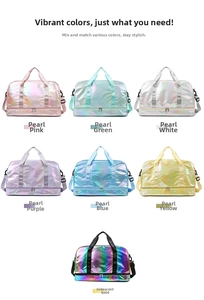 Makro-Detail der Reisetaschen mit Metallic-Finish und praktischem Trocken-Nass-Trennfach